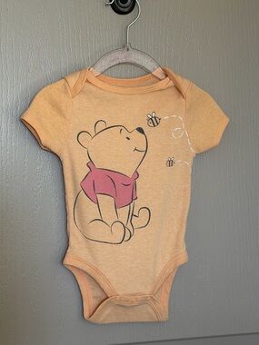 Disney Peach Winnie the Pooh Short-Sleeve Bodysuit with Pink Shirt Graphic